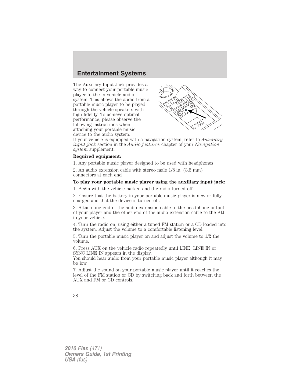 Entertainment systems | FORD 2010 Flex v.1 User Manual | Page 38 / 397