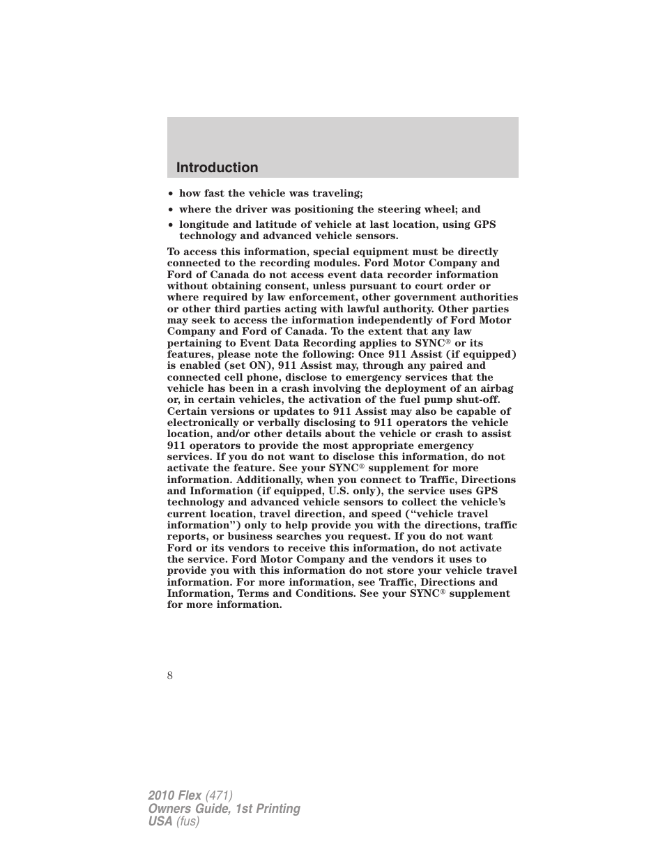 Introduction | FORD 2010 Flex v.1 User Manual | Page 8 / 397