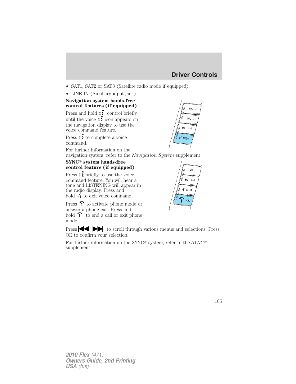 Driver controls | FORD 2010 Flex v.2 User Manual | Page 105 / 399