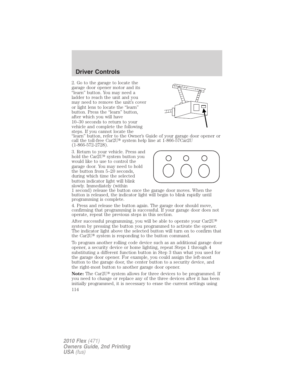 Driver controls | FORD 2010 Flex v.2 User Manual | Page 114 / 399