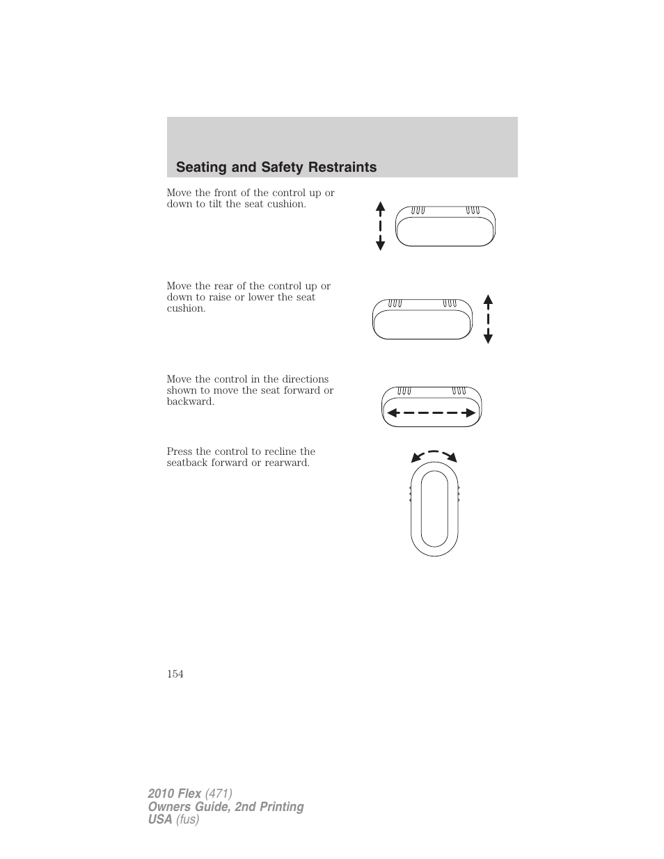 Seating and safety restraints | FORD 2010 Flex v.2 User Manual | Page 154 / 399
