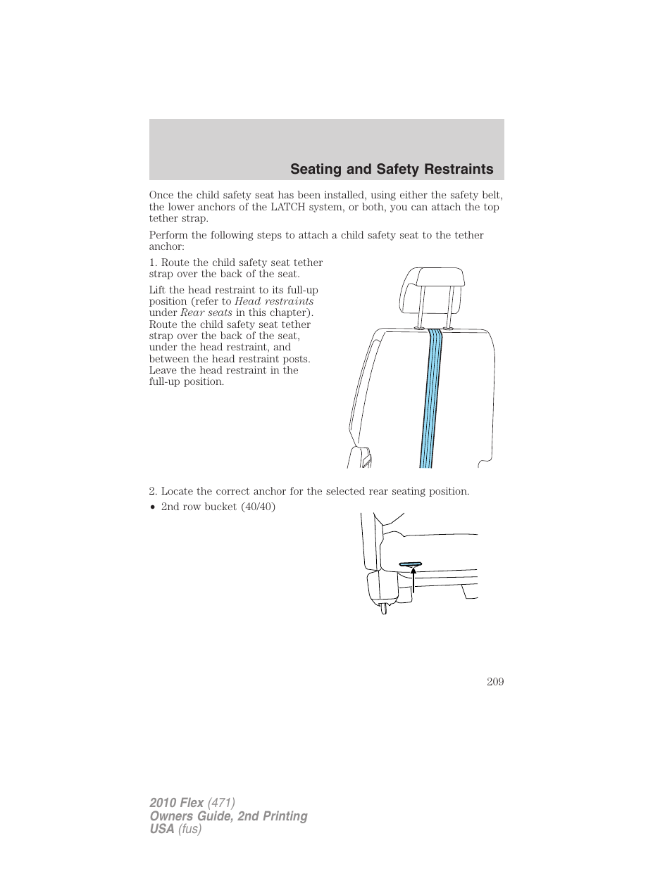 Seating and safety restraints | FORD 2010 Flex v.2 User Manual | Page 209 / 399