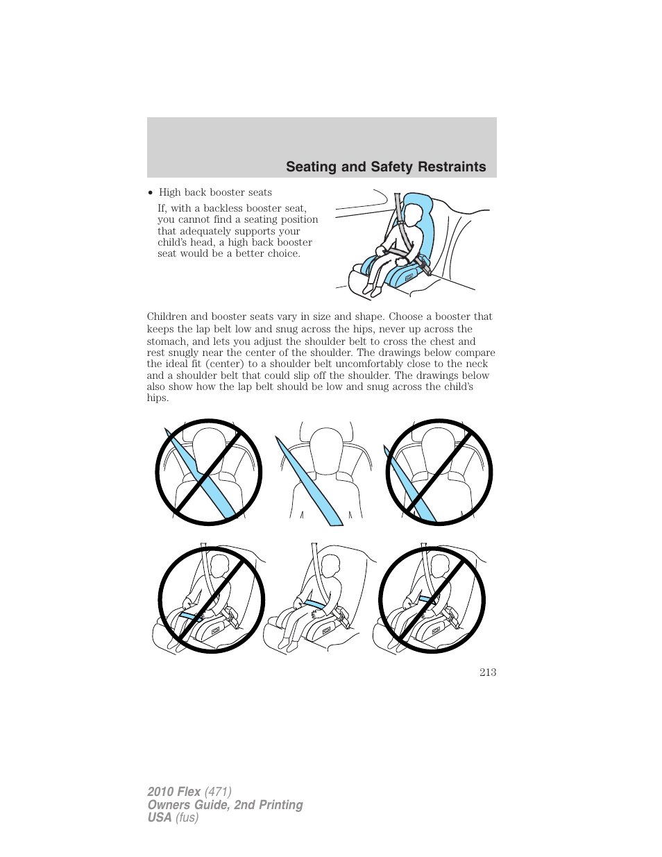 Seating and safety restraints | FORD 2010 Flex v.2 User Manual | Page 213 / 399