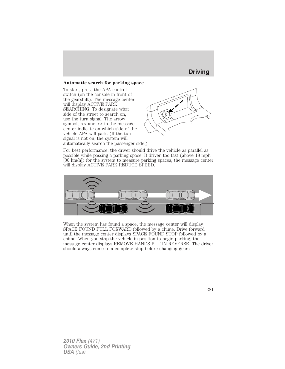 Driving | FORD 2010 Flex v.2 User Manual | Page 281 / 399