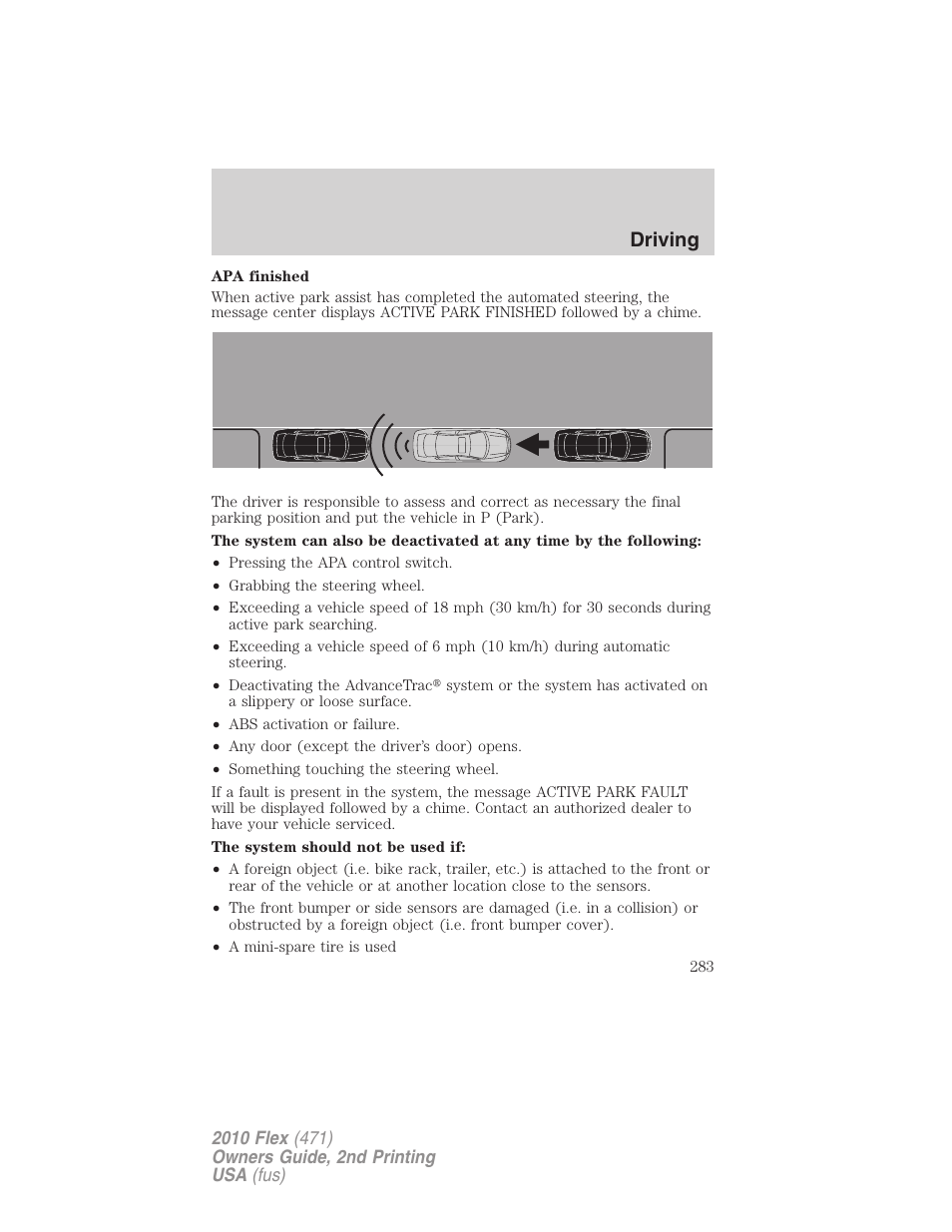 Driving | FORD 2010 Flex v.2 User Manual | Page 283 / 399