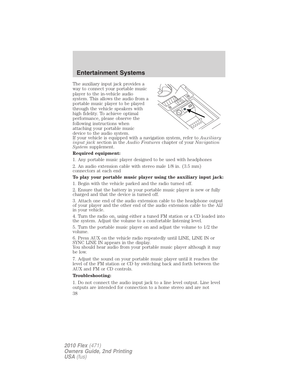 Entertainment systems | FORD 2010 Flex v.2 User Manual | Page 38 / 399