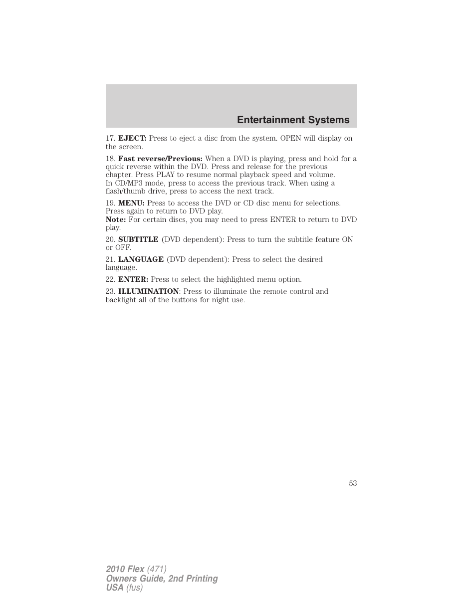 Entertainment systems | FORD 2010 Flex v.2 User Manual | Page 53 / 399