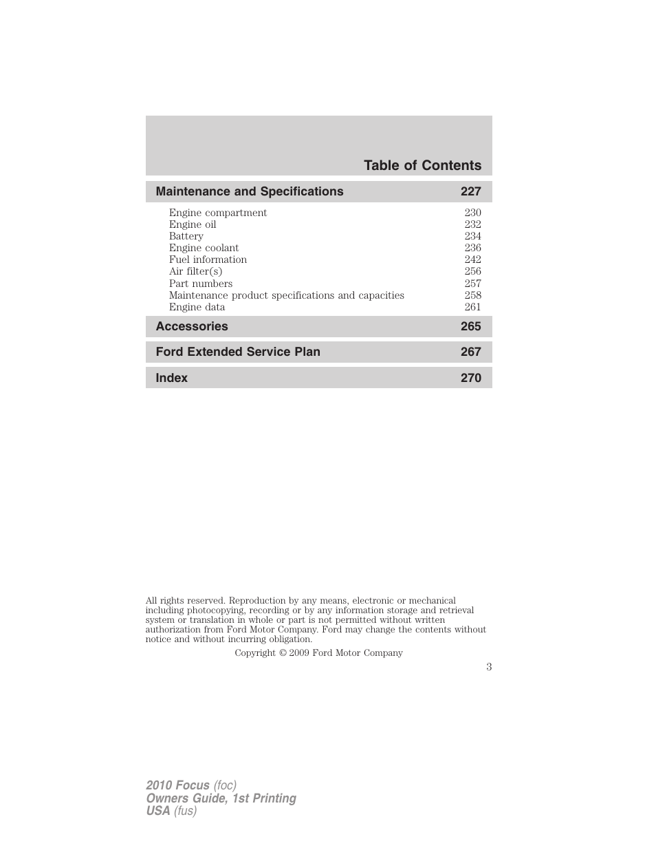 FORD 2010 Focus v.1 User Manual | Page 3 / 275