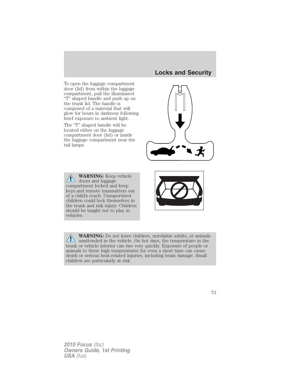 Locks and security | FORD 2010 Focus v.1 User Manual | Page 73 / 275