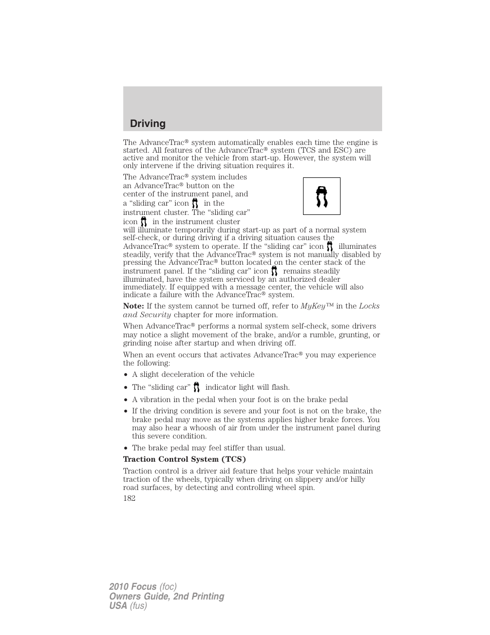 Driving | FORD 2010 Focus v.2 User Manual | Page 182 / 277