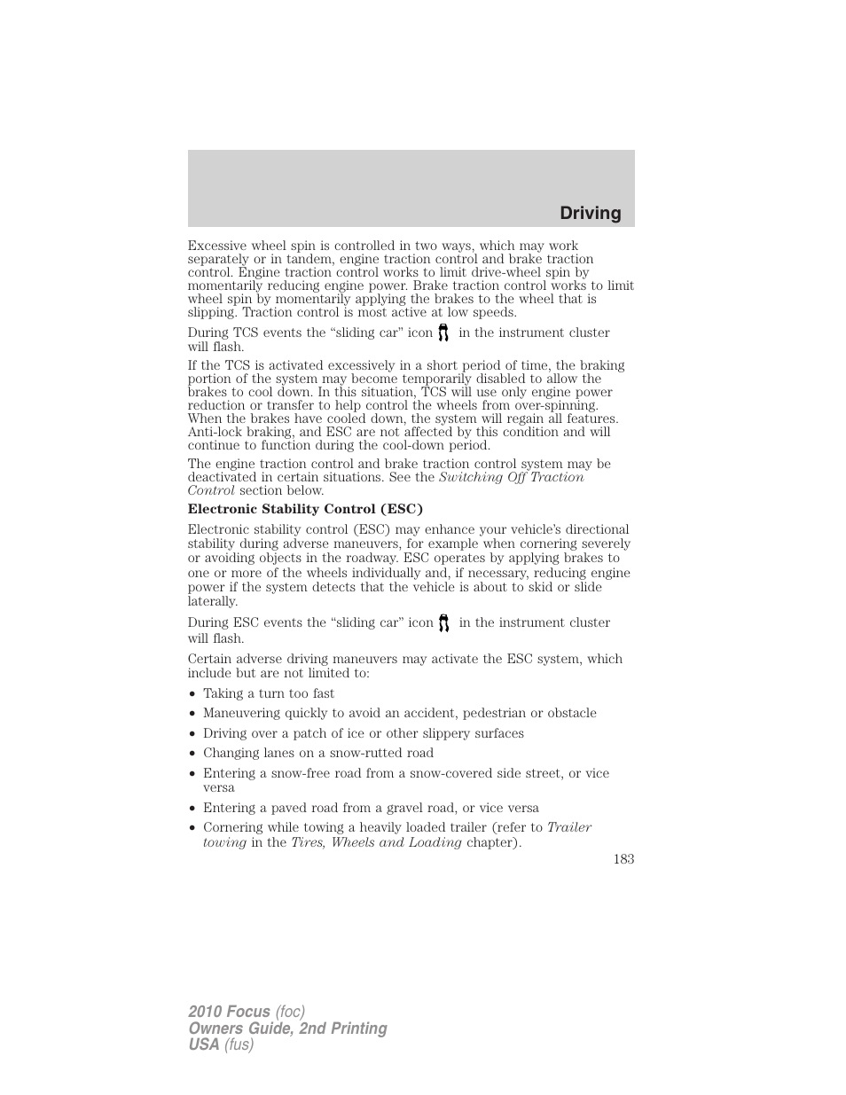 Driving | FORD 2010 Focus v.2 User Manual | Page 183 / 277