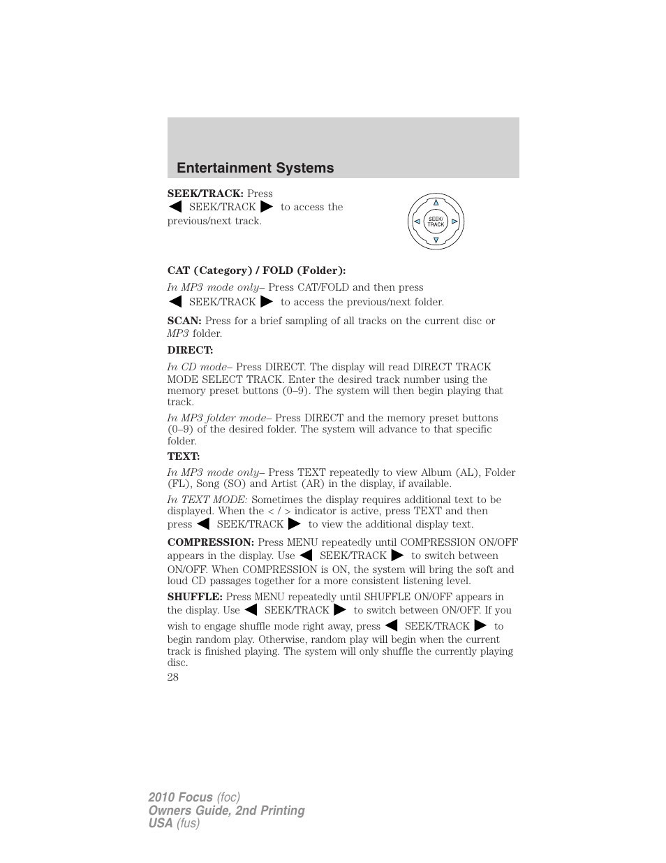 Entertainment systems | FORD 2010 Focus v.2 User Manual | Page 28 / 277