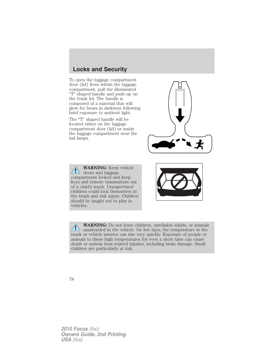 Locks and security | FORD 2010 Focus v.2 User Manual | Page 78 / 277