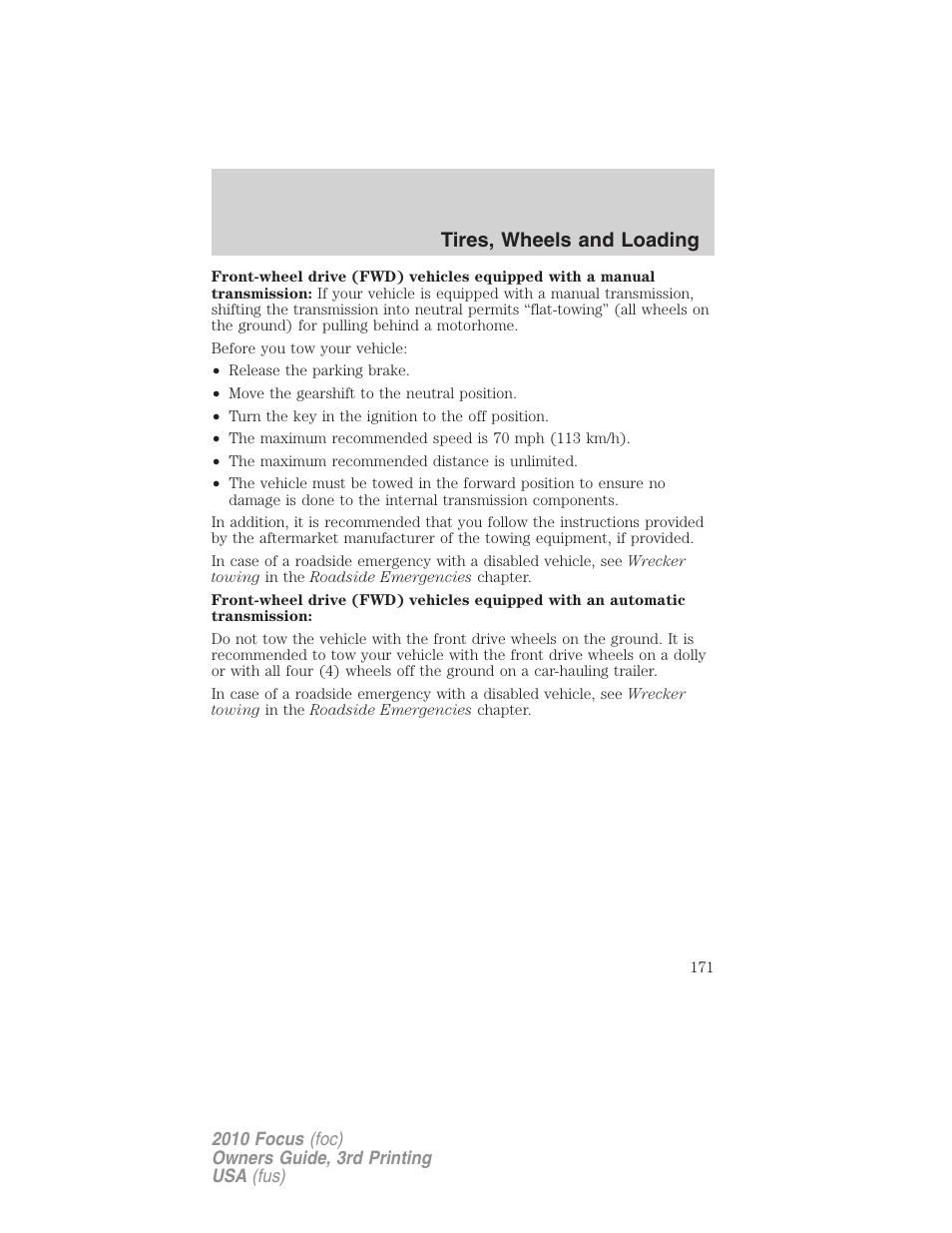 Tires, wheels and loading | FORD 2010 Focus v.3 User Manual | Page 171 / 275