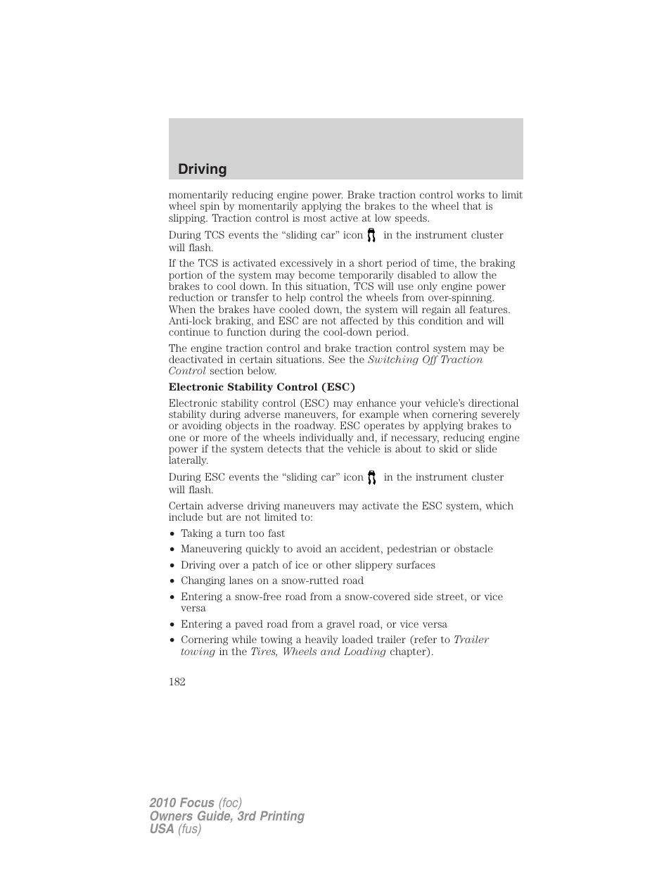Driving | FORD 2010 Focus v.3 User Manual | Page 182 / 275