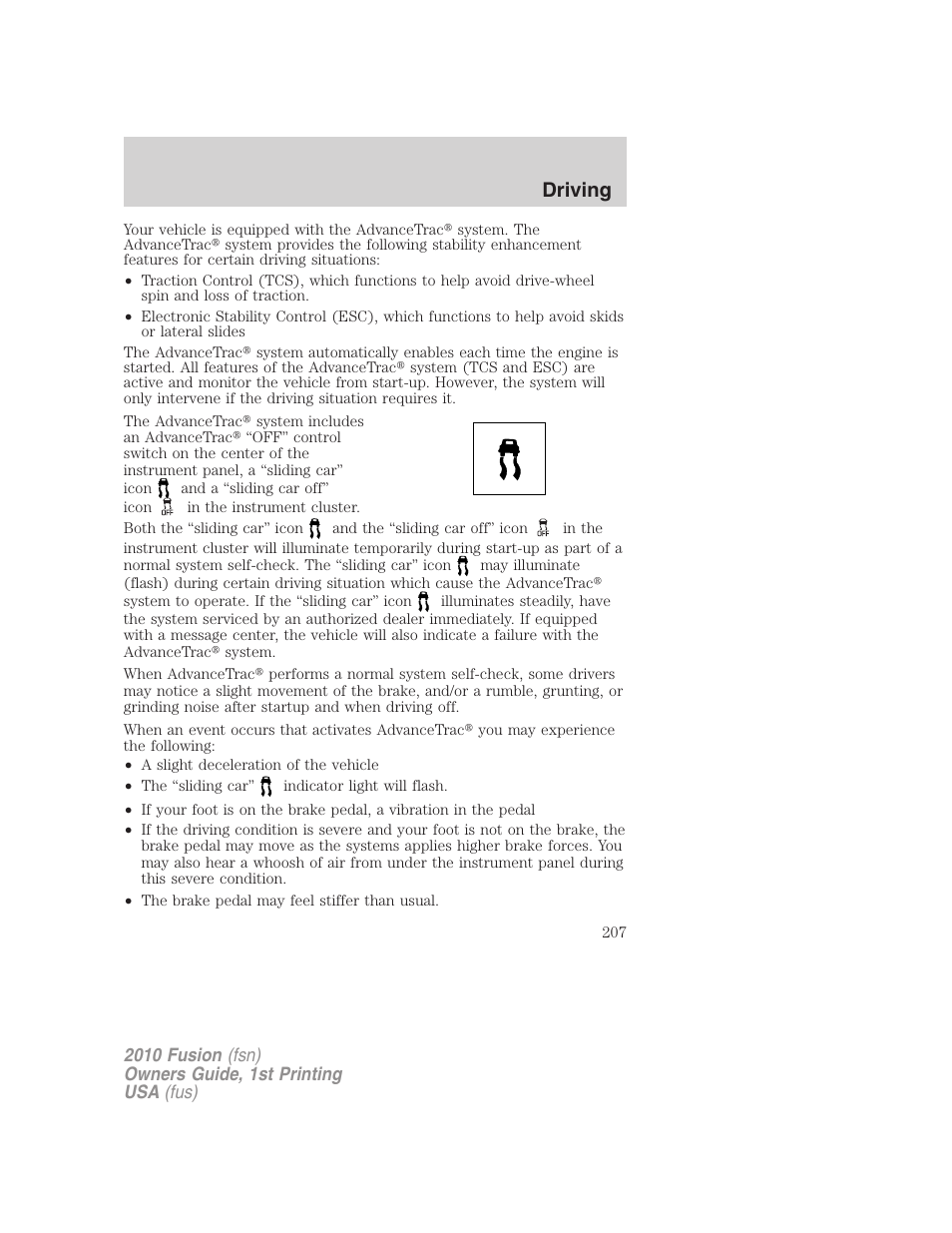 Driving | FORD 2010 Fusion v.1 User Manual | Page 207 / 338