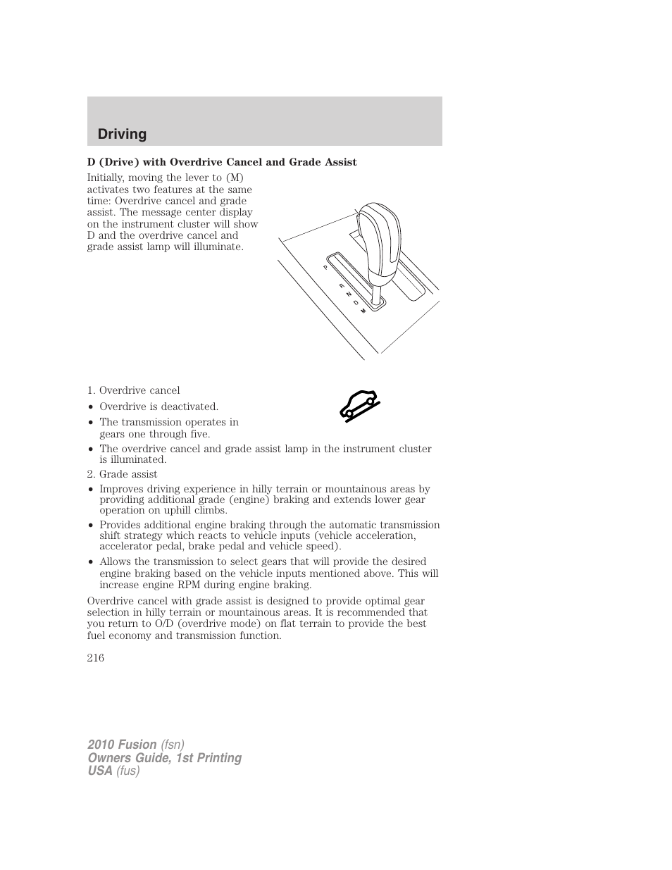 Driving | FORD 2010 Fusion v.1 User Manual | Page 216 / 338