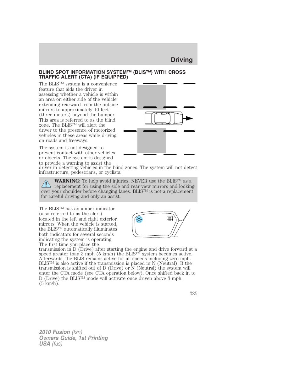 Driving | FORD 2010 Fusion v.1 User Manual | Page 225 / 338