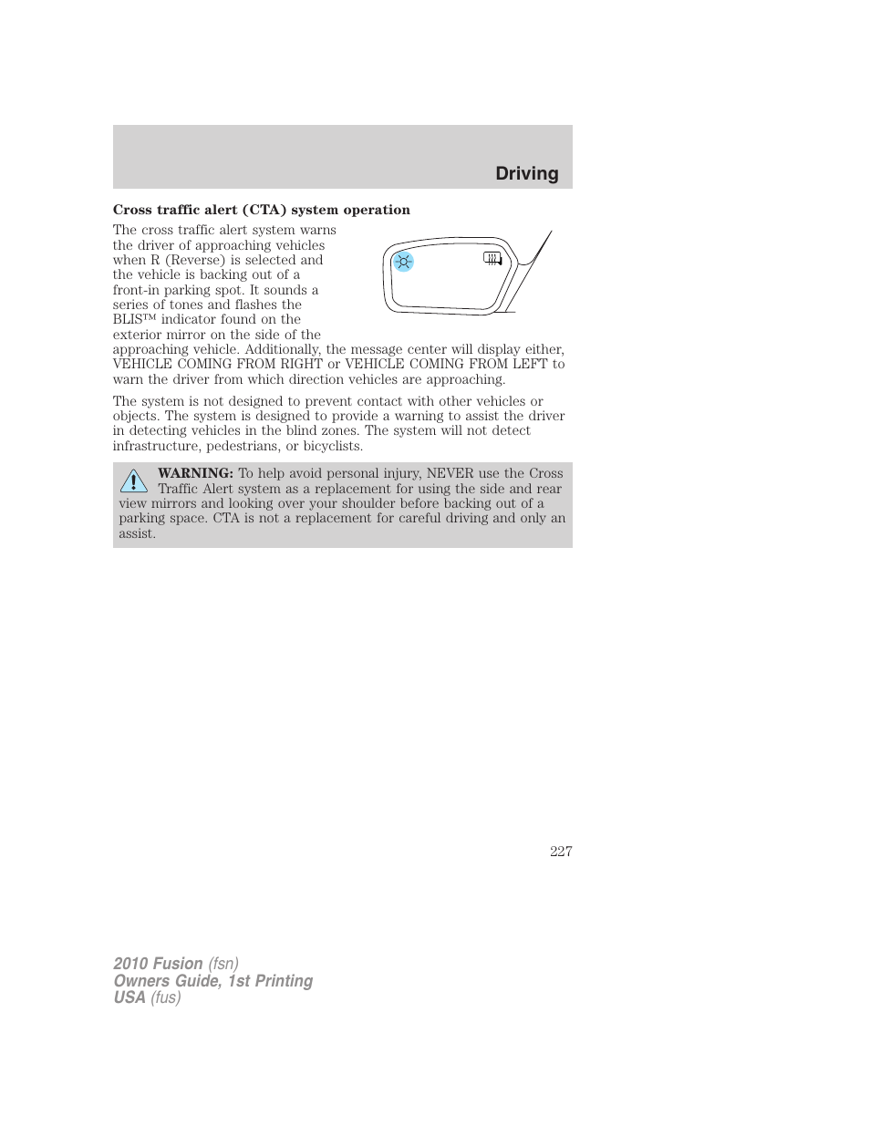 Driving | FORD 2010 Fusion v.1 User Manual | Page 227 / 338