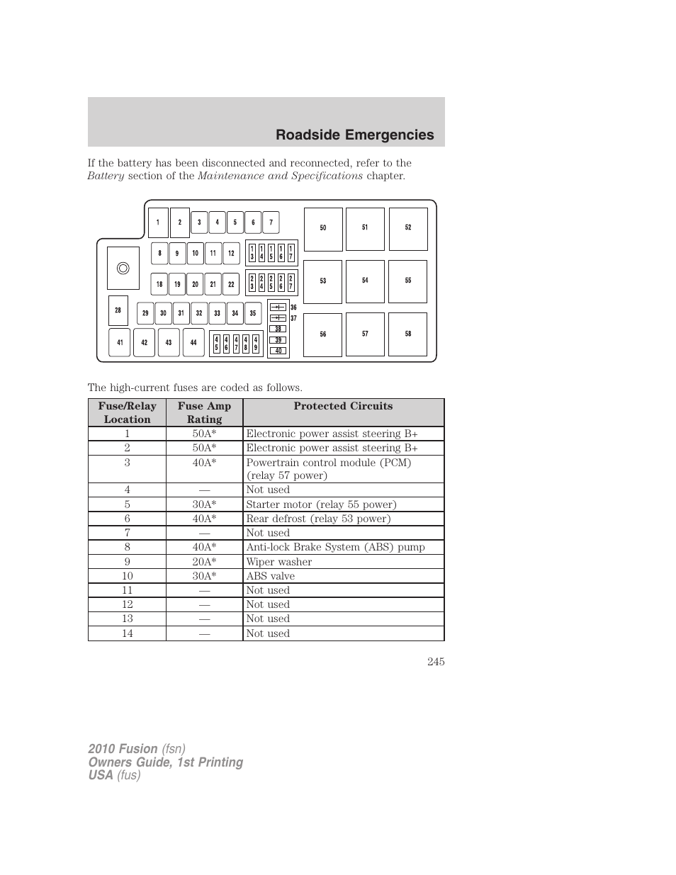 Roadside emergencies | FORD 2010 Fusion v.1 User Manual | Page 245 / 338