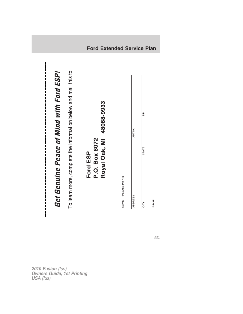 FORD 2010 Fusion v.1 User Manual | Page 331 / 338