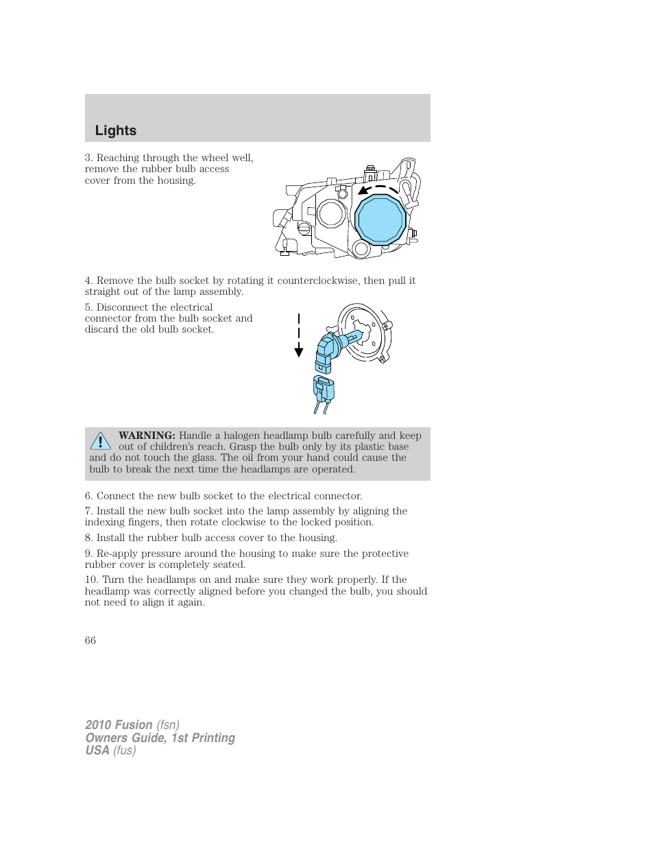 Lights | FORD 2010 Fusion v.1 User Manual | Page 66 / 338