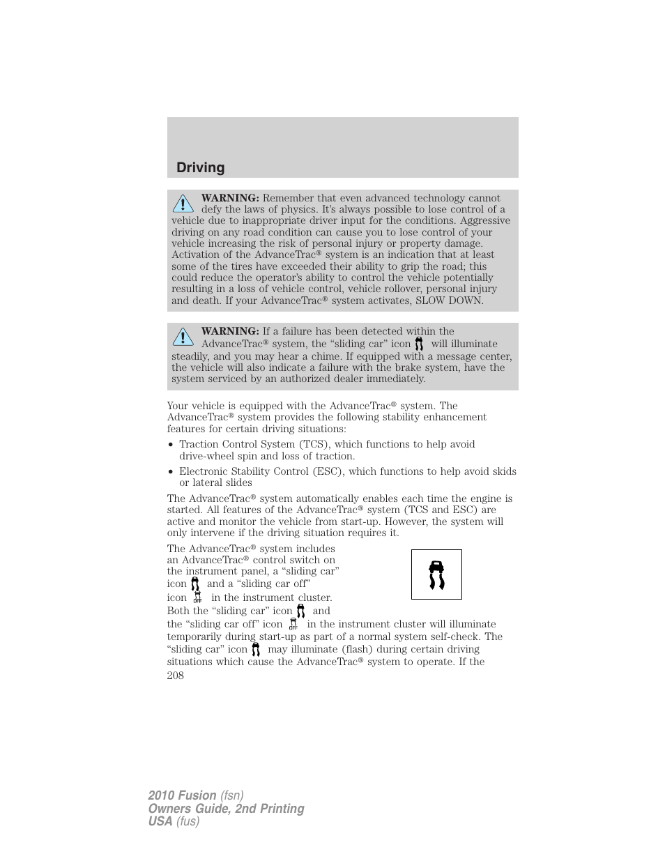 Driving | FORD 2010 Fusion v.2 User Manual | Page 208 / 344