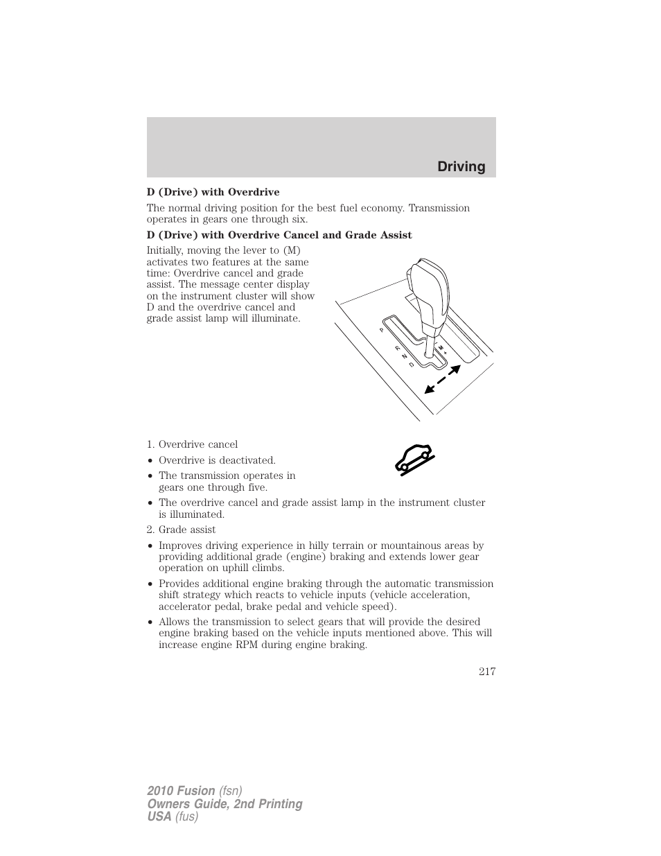 Driving | FORD 2010 Fusion v.2 User Manual | Page 217 / 344