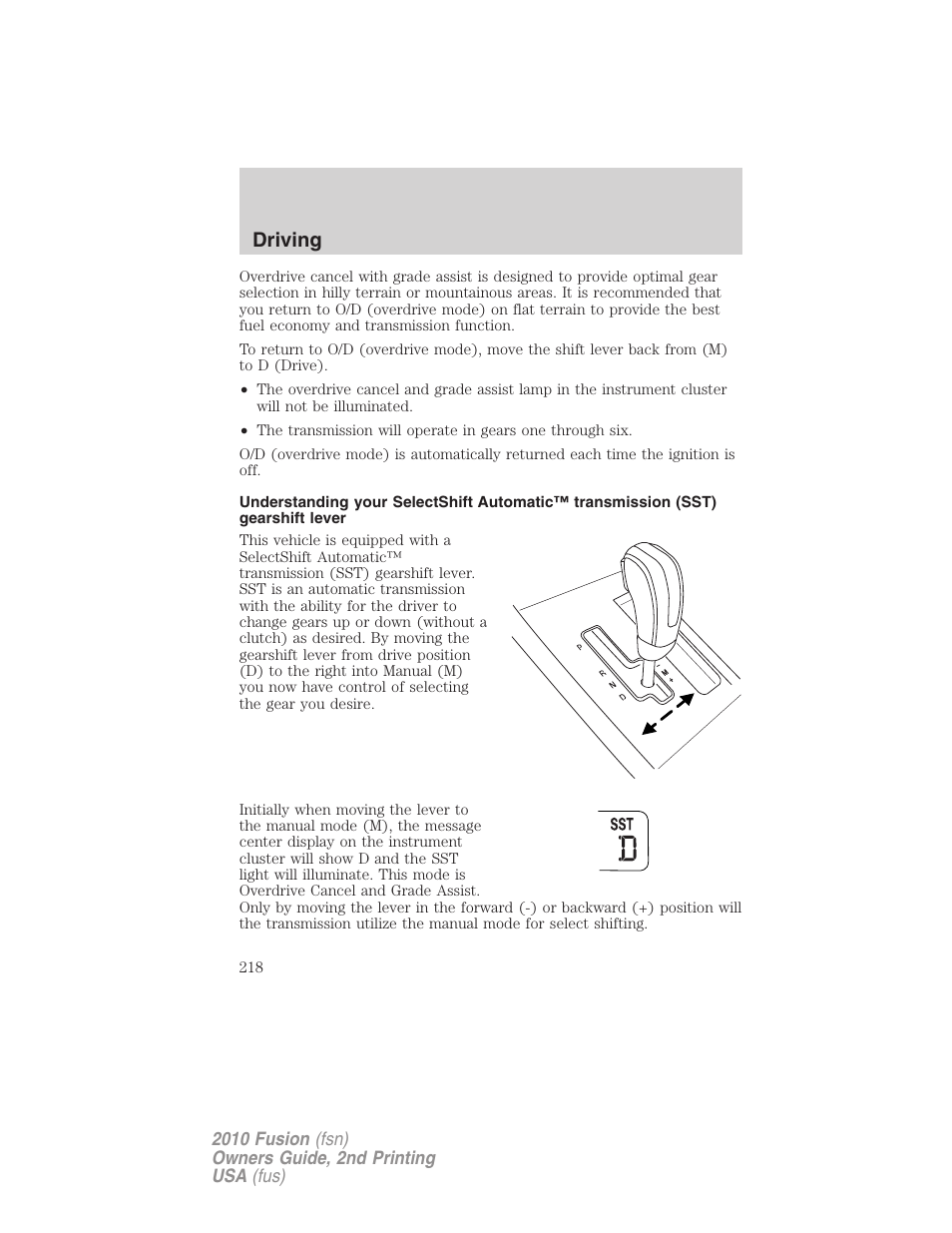 Driving | FORD 2010 Fusion v.2 User Manual | Page 218 / 344