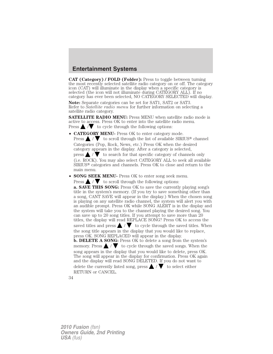 Entertainment systems | FORD 2010 Fusion v.2 User Manual | Page 34 / 344