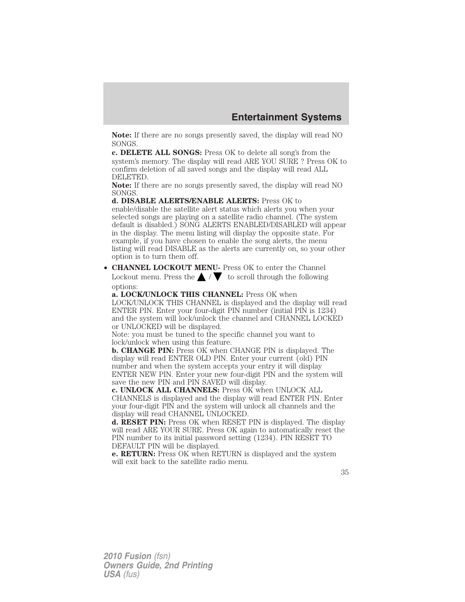 Entertainment systems | FORD 2010 Fusion v.2 User Manual | Page 35 / 344