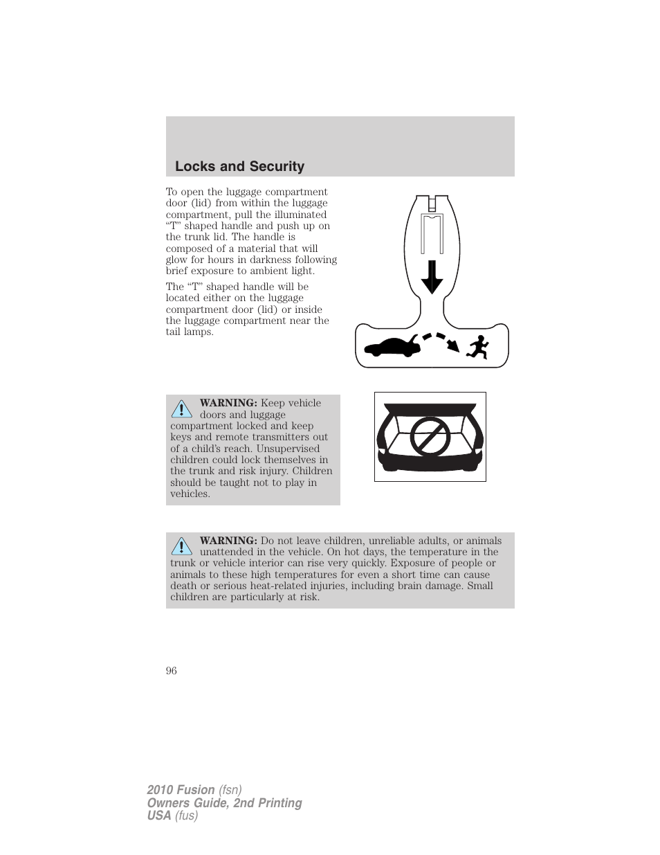 Locks and security | FORD 2010 Fusion v.2 User Manual | Page 96 / 344