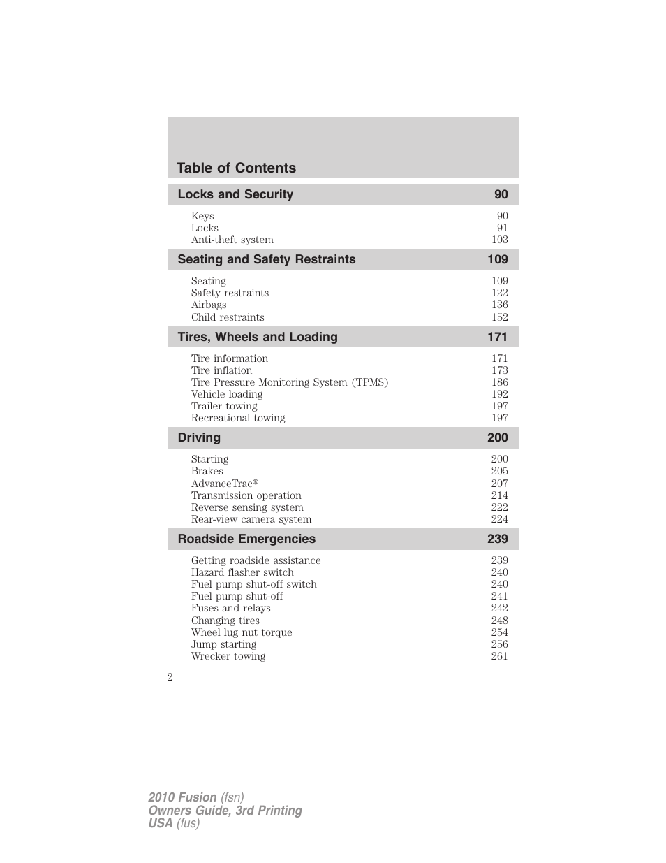 FORD 2010 Fusion v.3 User Manual | Page 2 / 343
