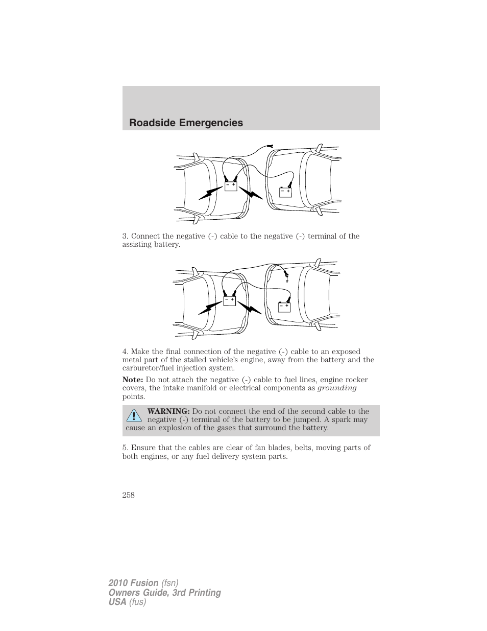 Roadside emergencies | FORD 2010 Fusion v.3 User Manual | Page 258 / 343