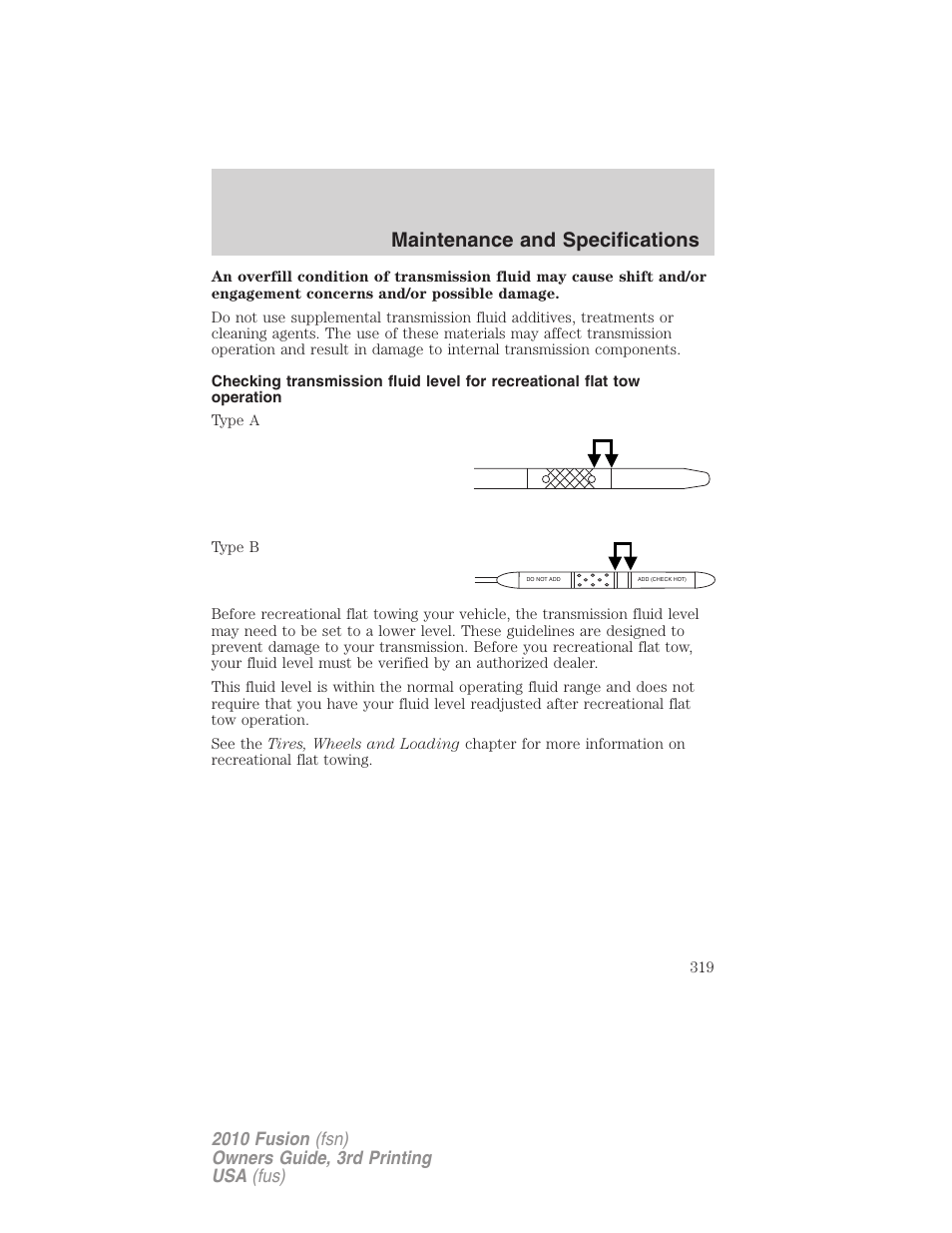 Maintenance and specifications | FORD 2010 Fusion v.3 User Manual | Page 319 / 343