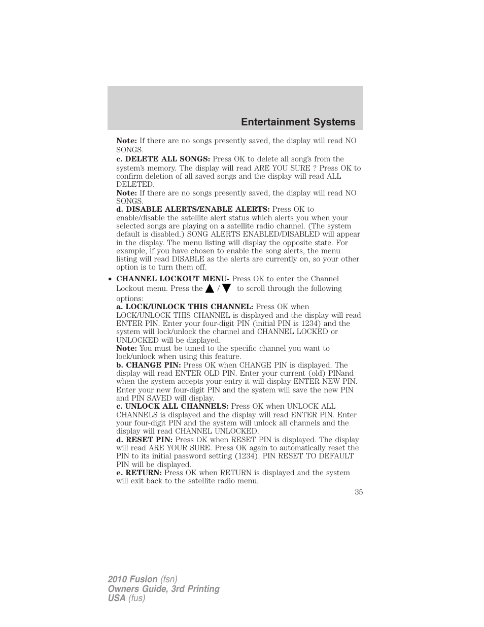 Entertainment systems | FORD 2010 Fusion v.3 User Manual | Page 35 / 343