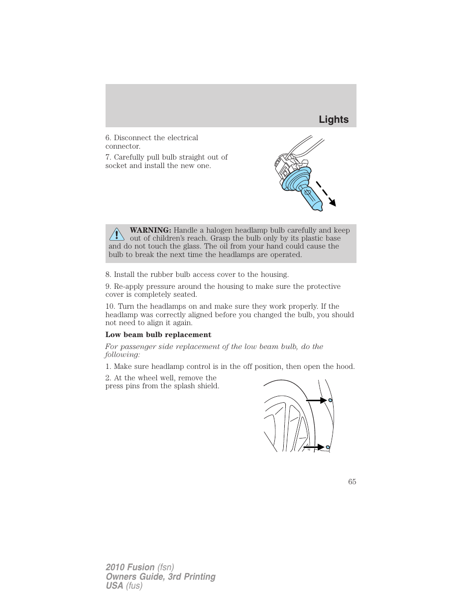 Lights | FORD 2010 Fusion v.3 User Manual | Page 65 / 343