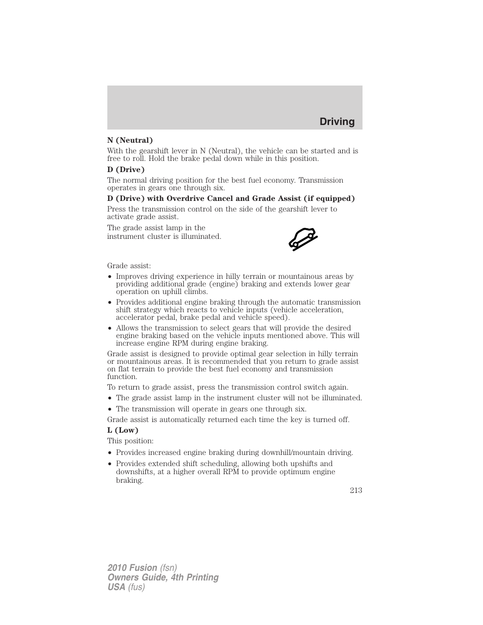 Driving | FORD 2010 Fusion v.4 User Manual | Page 213 / 340