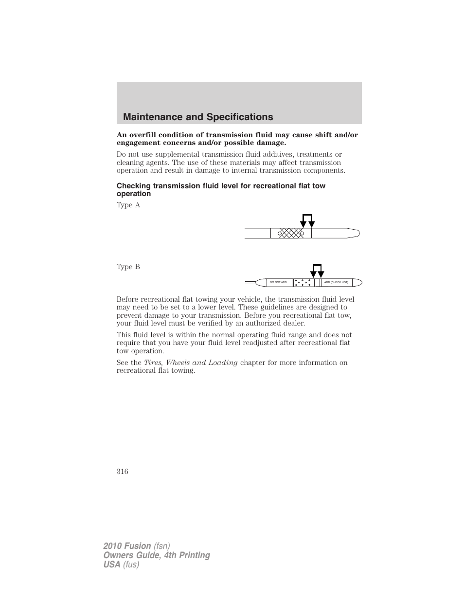 Maintenance and specifications | FORD 2010 Fusion v.4 User Manual | Page 316 / 340