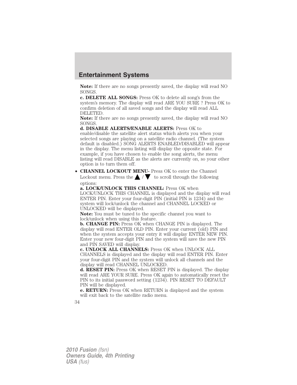 Entertainment systems | FORD 2010 Fusion v.4 User Manual | Page 34 / 340