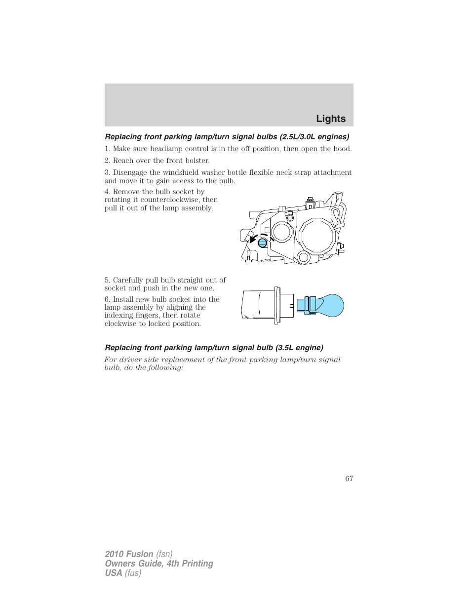Lights | FORD 2010 Fusion v.4 User Manual | Page 67 / 340