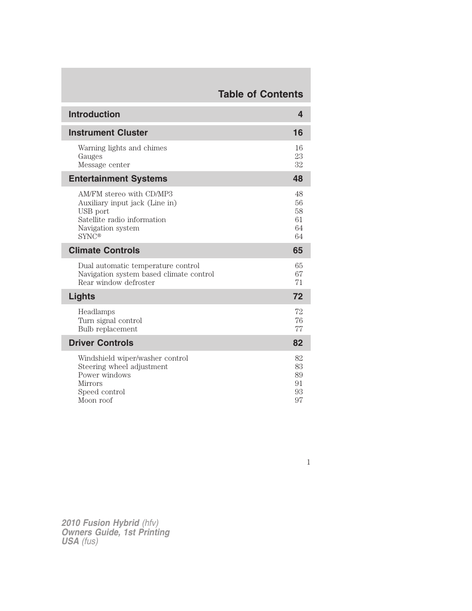 FORD 2010 Fusion Hybrid v.1 User Manual | 326 pages