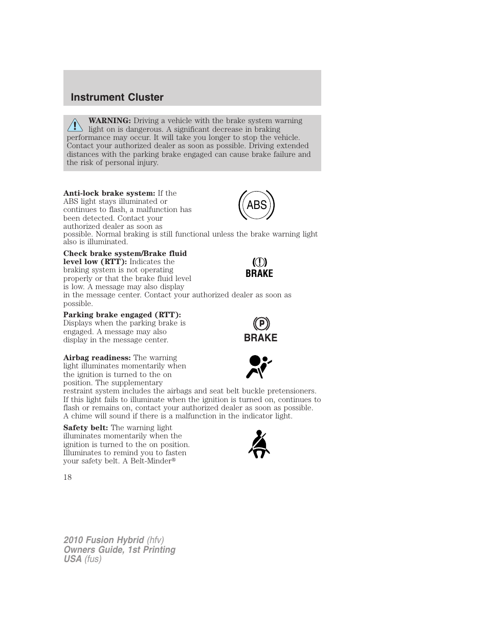 FORD 2010 Fusion Hybrid v.1 User Manual | Page 18 / 326