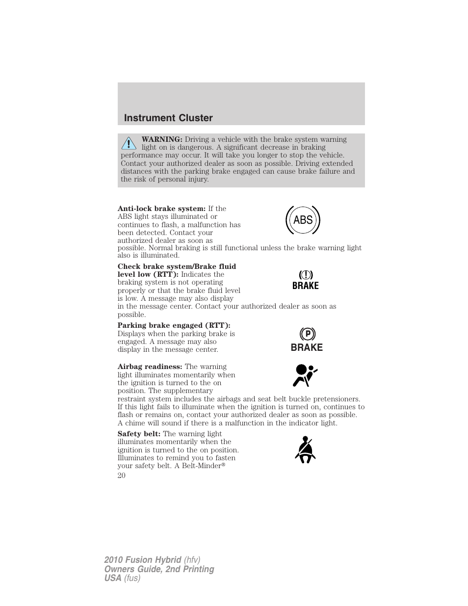 FORD 2010 Fusion Hybrid v.2 User Manual | Page 20 / 327