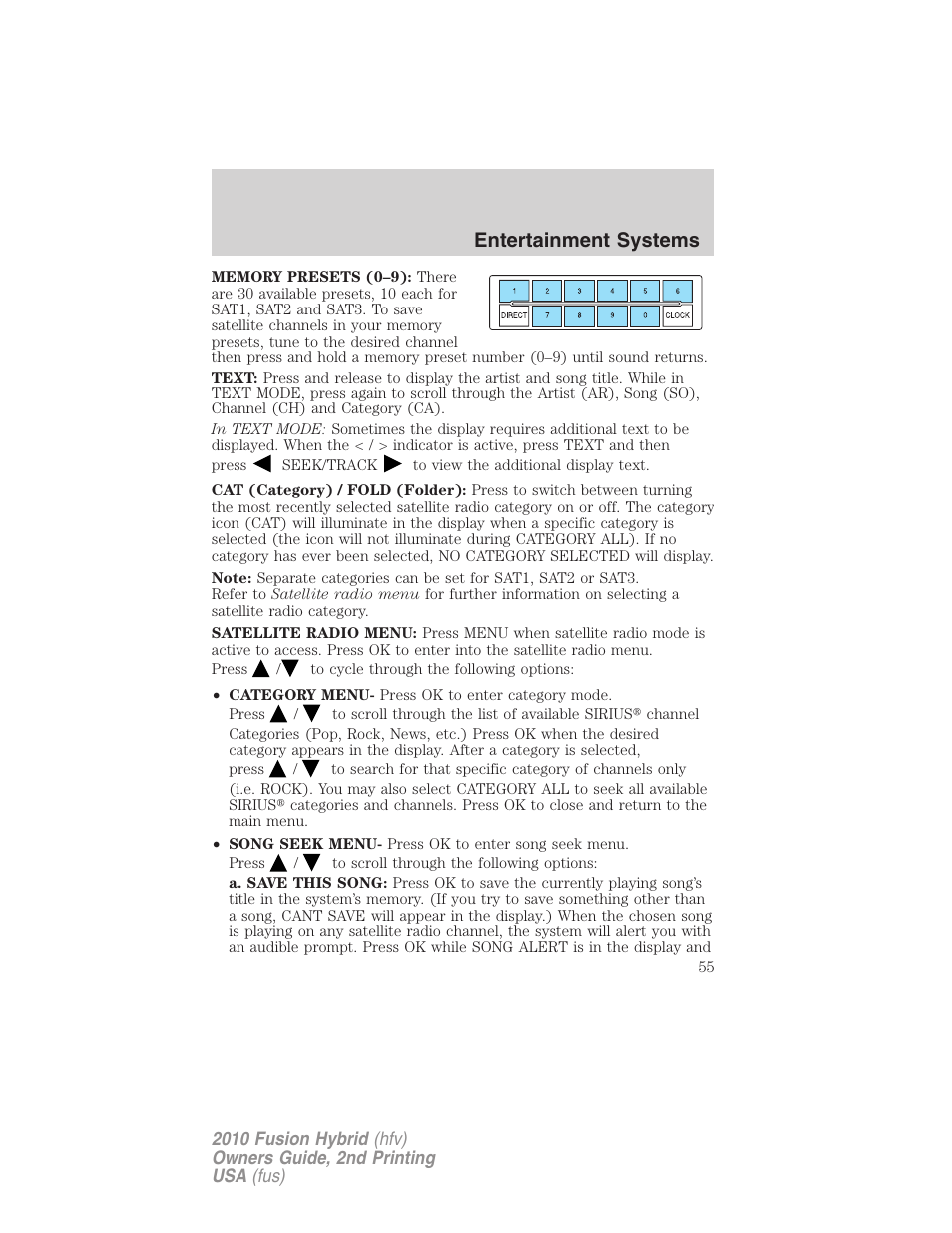 Entertainment systems | FORD 2010 Fusion Hybrid v.2 User Manual | Page 55 / 327