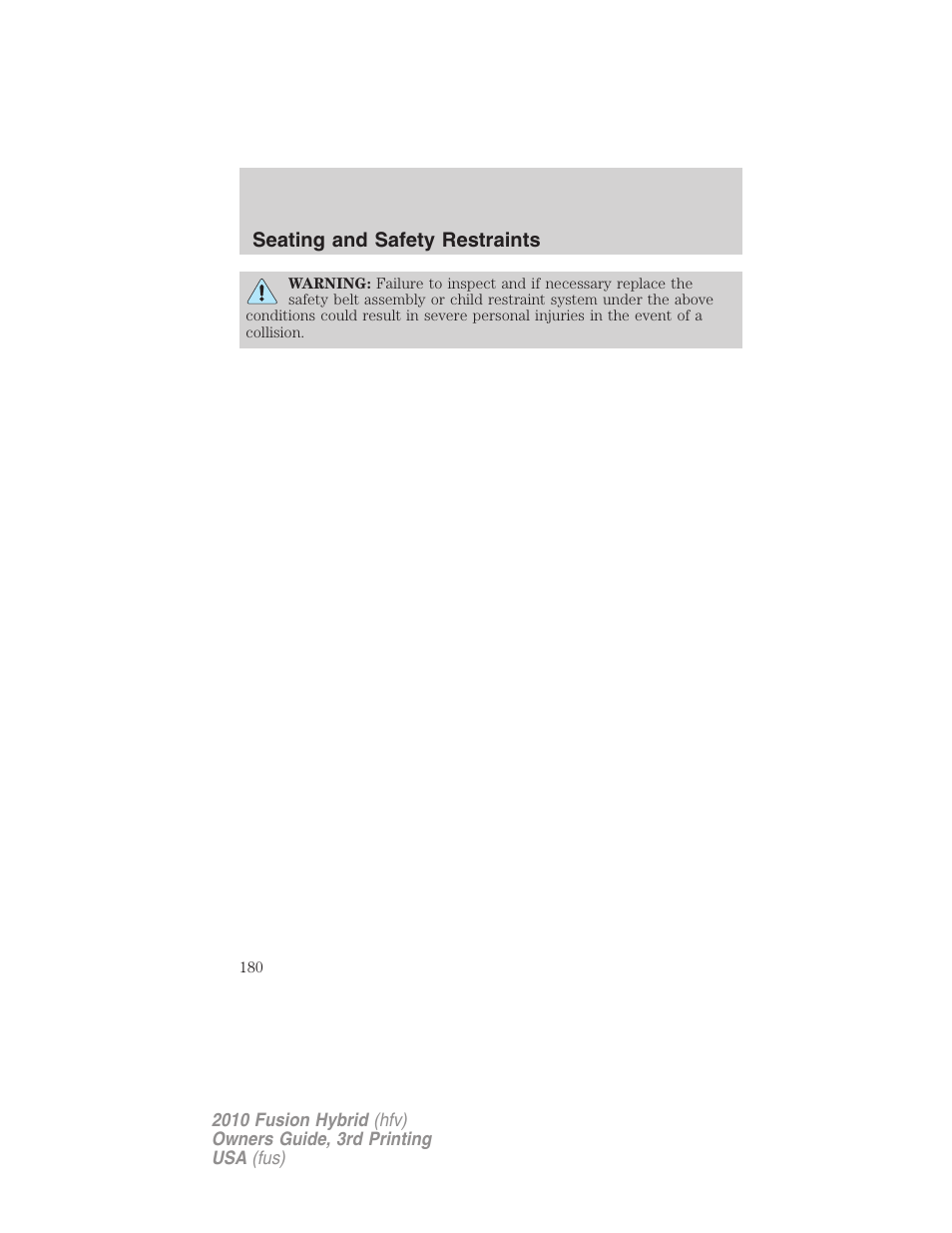 FORD 2010 Fusion Hybrid v.3 User Manual | Page 180 / 329