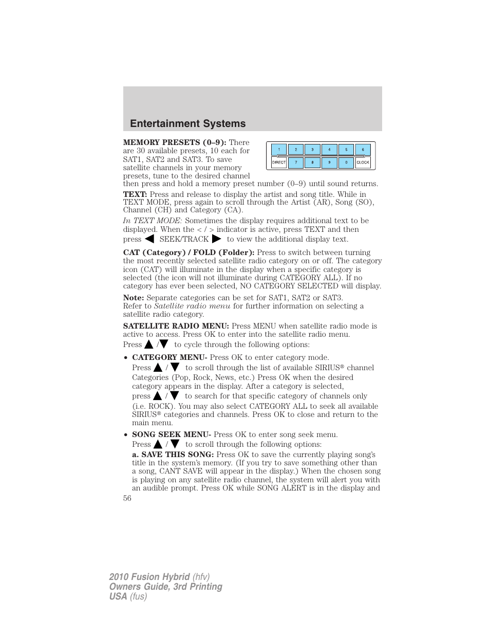 Entertainment systems | FORD 2010 Fusion Hybrid v.3 User Manual | Page 56 / 329