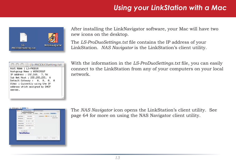 Using your linkstation with a mac | Buffalo Technology LinkStation Pro Duo LS-WTGL/R1 User Manual | Page 13 / 71