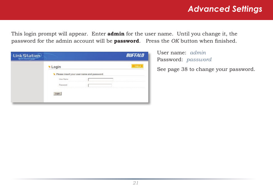 Advanced settings | Buffalo Technology LinkStation Pro Duo LS-WTGL/R1 User Manual | Page 21 / 71