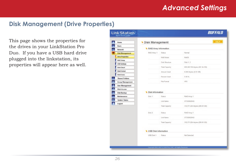 Advanced settings | Buffalo Technology LinkStation Pro Duo LS-WTGL/R1 User Manual | Page 26 / 71